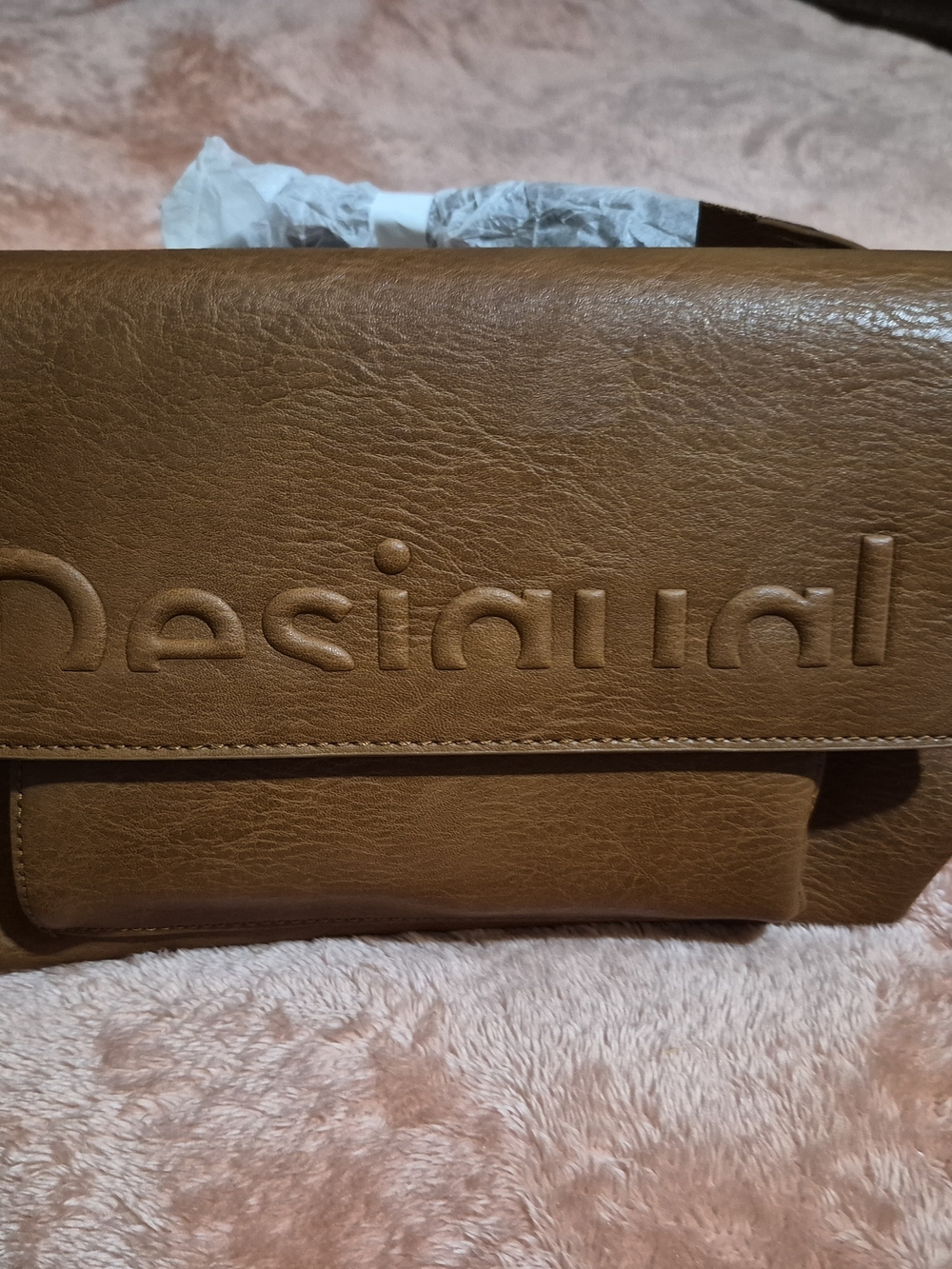 Desigual Brown Embossed Faux-Leather Crossbody Bag - Picture 12 of 14